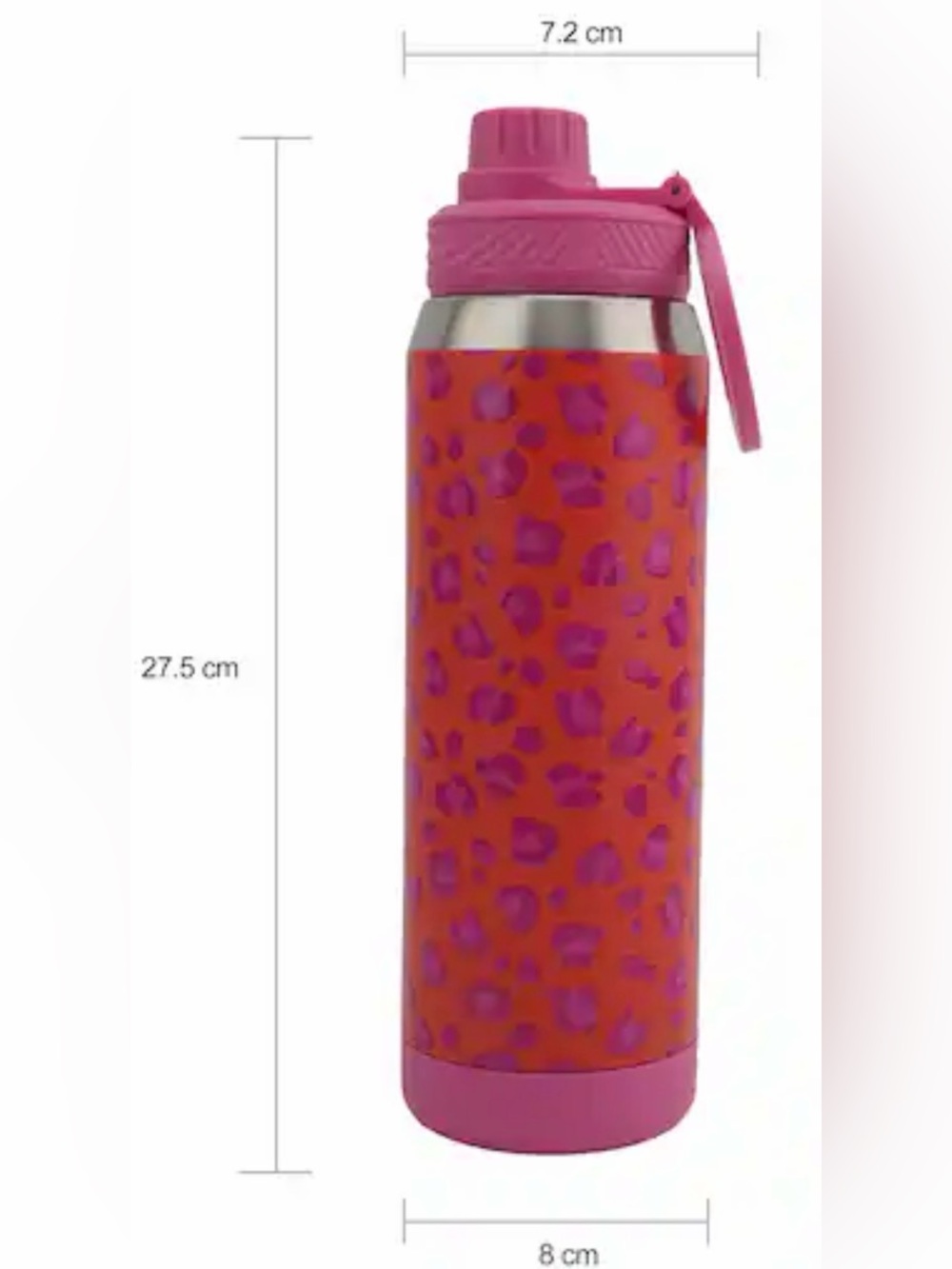 Ashland Pink and Orange Leopard Print Stainless Steel Travel Bottle